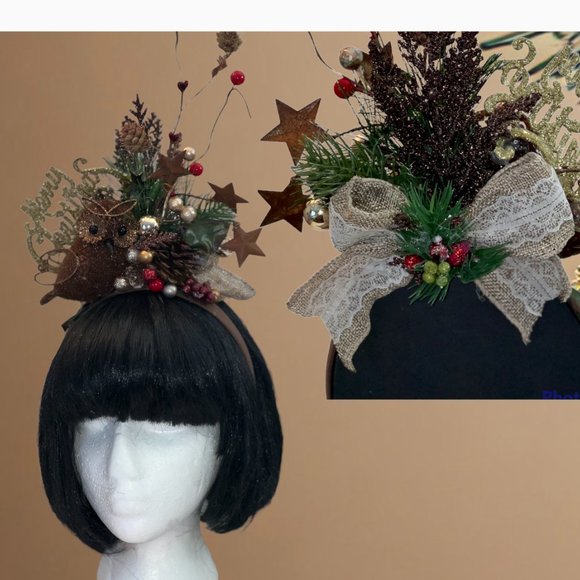 Christmas Brown Owl Adult Headband, Tacky Christmas Party, Ugly Sweater Contest - Picture 3 of 16